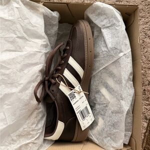 adidas Brown Handball Spezial Shoes with White Stripes